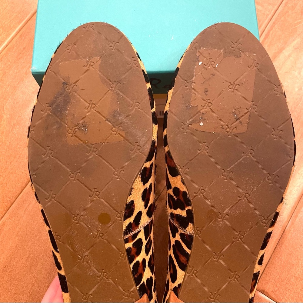 JACK ROGERS GABRIELLE HAIRCALF LEOPARD PRINT WOMENS FLATS with TASSELS SIZE 8 - Picture 8 of 13